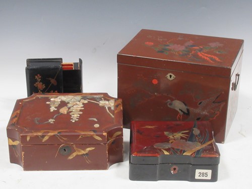 Lot 78 - A Chinese shaped box with mother of pearl...