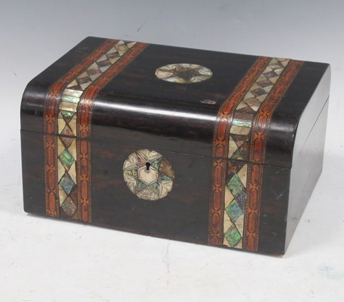 Lot 90 - A late 19th century coromandel dome topped box,...