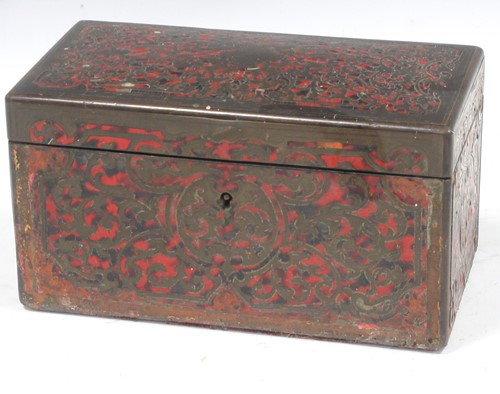 Lot 102 - A French Boulle-work tea caddy, 19th century,...