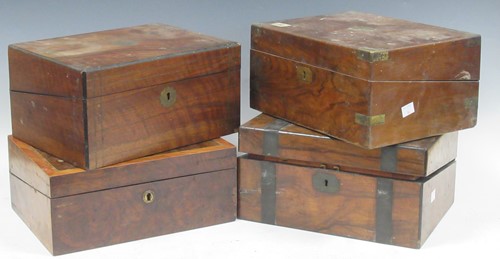 Lot 66 - Four 19th century walnut boxes (4)