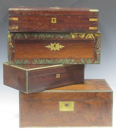 Lot 155 - A 19th century rosewood brass bound box...