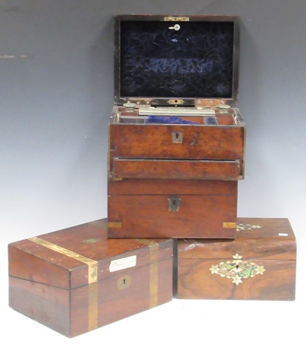 Lot 153 - A 19th century walnut dome topped box together...