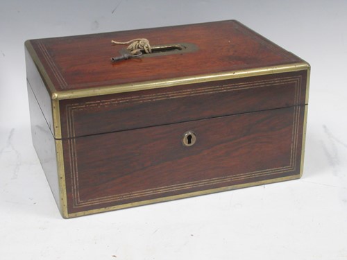 Lot 80 - A 19th century rosewood and brass bound vanity...