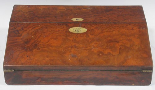 Lot 89 - A late 19th century bur-walnut writing slope...