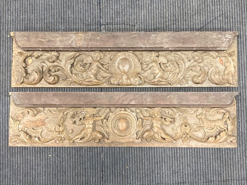 Lot 781 - Two 19th century carved oak panels, each with...