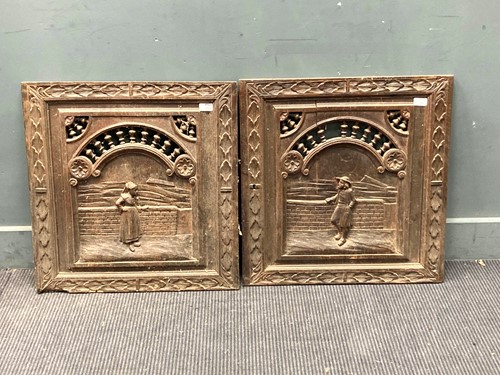 Lot 784 - A pair of 19th century Dutch oak pierced...