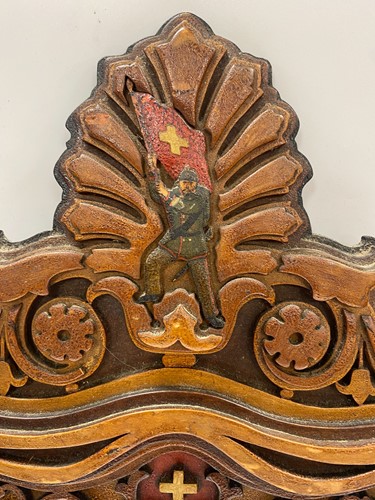 Lot 803 - A continental folk or 'tramp-art' picture frame, circa 1900