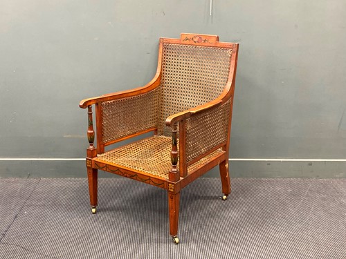 Lot 760 - An Edwardian painted satinwood bergere...