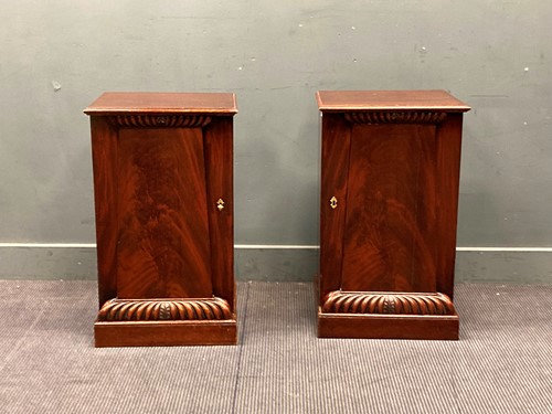 Lot 728 - A pair of Victorian mahogany bedside pedestal...
