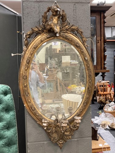 Lot 901 - A late 19th century giltwood girrondole, 93 x...