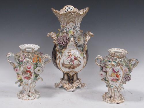 Lot 4 - Three Coalbrookdale vases, to include a large...