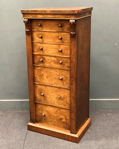 Lot 798 - A Victorian walnut secretaire wellington chest...