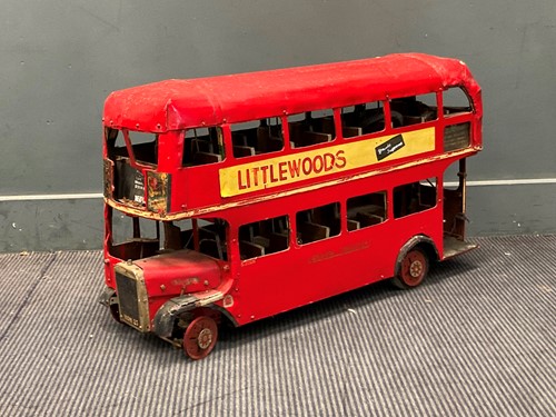 Lot 68 - A model London bus with sheet metal tin roof,...