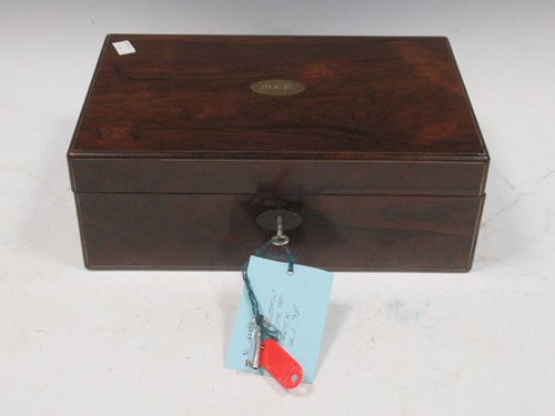 Lot 99 - A Victorian rosewood writing slope box, 13 x...