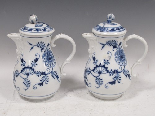 Lot 83 - A pair of Meissen blue and white teapots, 22cm...