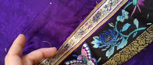 Lot 55 - A Chinese purple silk summer robe, circa 1900