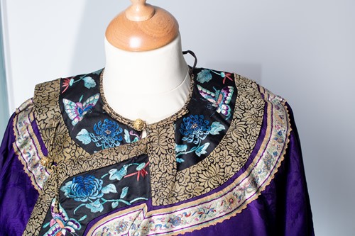 Lot 55 - A Chinese purple silk summer robe, circa 1900