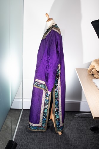 Lot 55 - A Chinese purple silk summer robe, circa 1900