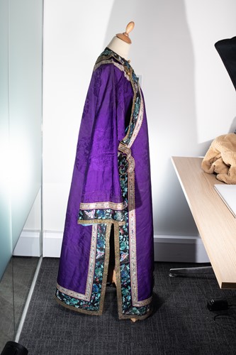 Lot 55 - A Chinese purple silk summer robe, circa 1900