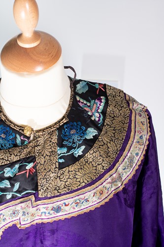 Lot 55 - A Chinese purple silk summer robe, circa 1900