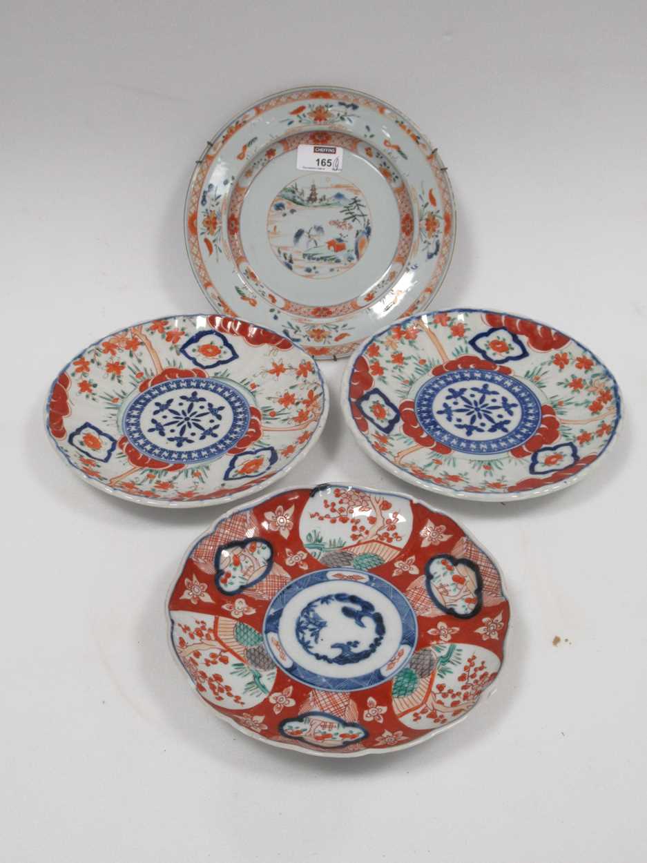 Lot 165 - A pair of Japanese Imari plates; together with...