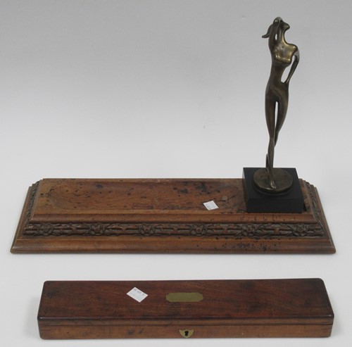 Lot 42 - A Deco style bronze elongated figure, 28cm...