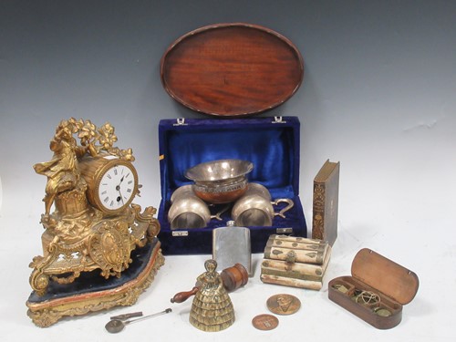 Lot 148 - Collectors interest: A gilt metal mantle clock...