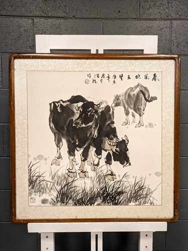 Lot 565 - Three Chinese pictures, to include camels,...