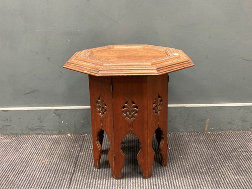 Lot 879 - A Moorish carved wood occasional table, the...