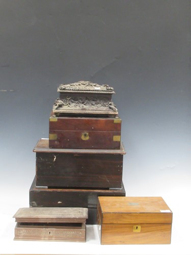 Lot 159 - Six various 19th century wooden boxes