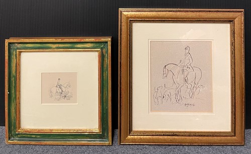 Lot 586 - Two small studies of huntsman on horseback to...