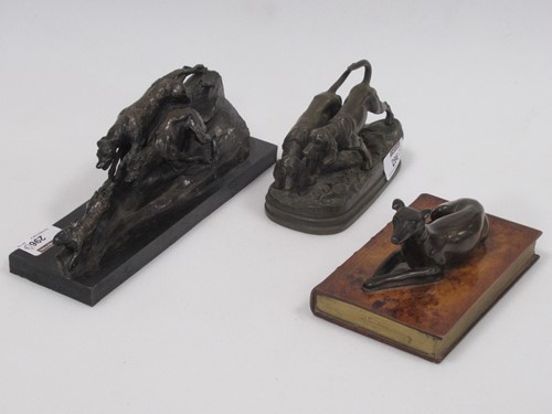 Lot 296 - Albert Dubucond,  bronze model of two hounds,...