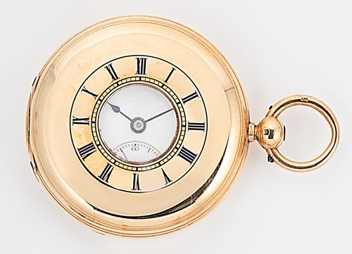 Lot 349 - George Wilson, Penrith - A late 19th century 18ct gold half hunter pocket watch