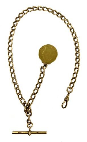 Lot 351 - A Victorian 15ct gold watch chain with attachment