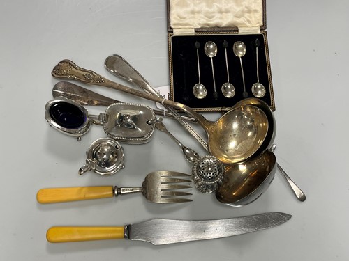 Lot 330 - Some silver cruets, two sets of silver and...