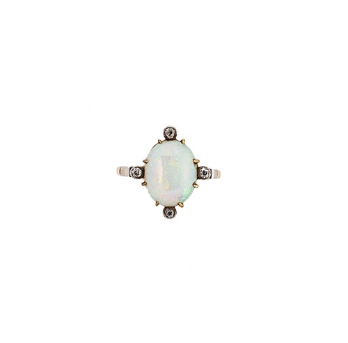 Lot 180 - An opal and diamond ring