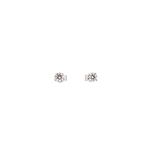 Lot 161 - A pair of single stone diamond ear studs