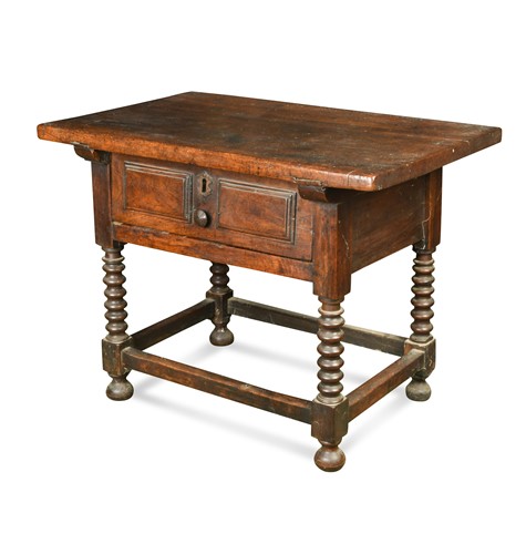 Lot 413 - A Continental walnut side table, 18th century and later