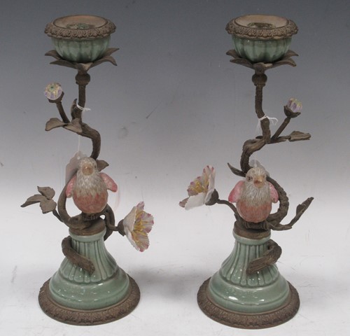 Lot 3 - A pair of 20th century porcelain and metalware...