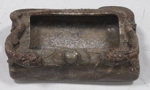 Lot 117 - A rectangular Chinese soapstone dish with...