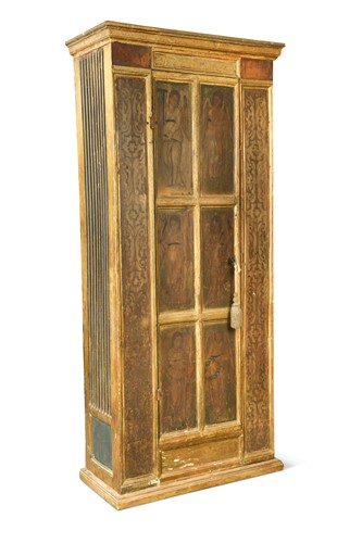 Lot 437 - An Italian painted and parcel gilt cupboard, probably 18th century and later