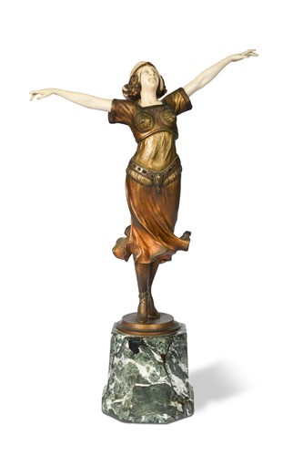 Lot 90 - B. Grundmann, an Art Deco bronze and ivory figure of a dancer
