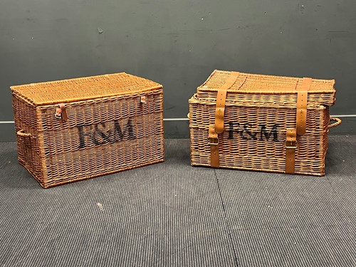 Lot 821 - Two wicker baskets with hinged lids