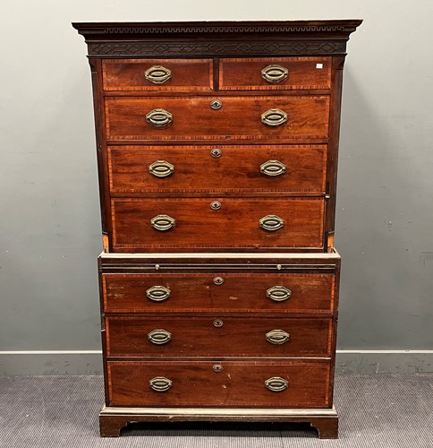 Lot 818 - A Georgian mahogany and cross banded chest on...