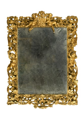 Lot 444 - A giltwood and gesso wall mirror, 18th century