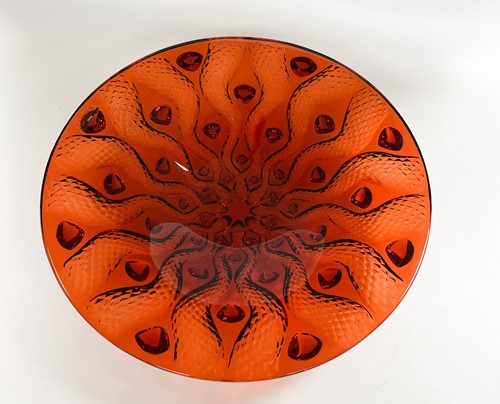 Lot 16 - Serpentine, a Lalique red glass centre bowl