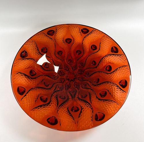 Lot 16 - Serpentine, a Lalique red glass centre bowl