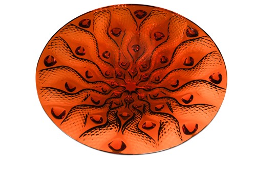 Lot 16 - Serpentine, a Lalique red glass centre bowl