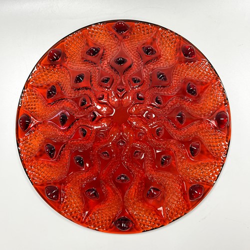 Lot 16 - Serpentine, a Lalique red glass centre bowl