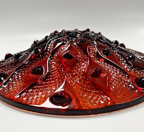 Lot 16 - Serpentine, a Lalique red glass centre bowl